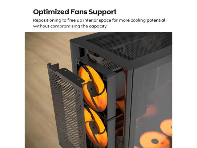 MONTECH HS02 PRO, ATX Mid-Tower PC Case, Gaming PC, High-Airflow, Reversible Layout, Sturdy Curved Tempered Glass Front Panel, 5x ARGB PWM Fan...