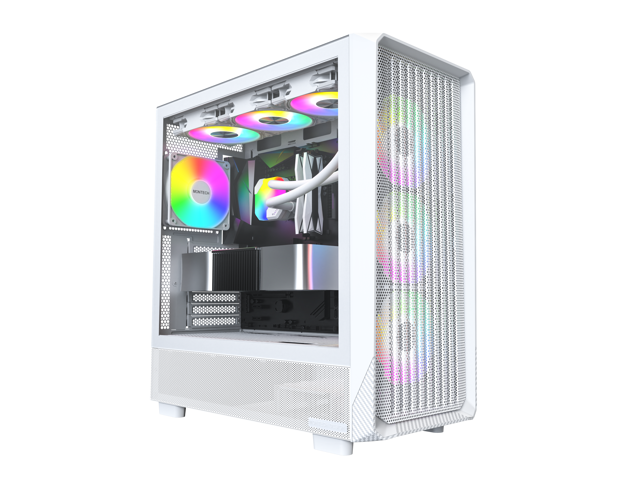 MONTECH X5- ATX Mid-Tower Gaming PC Case, High Airflow, 3x 140mm and 1x 120mm ARGB Fans Pre-installed, Glass Side Panel, Carbon Print Accents, GPU...
