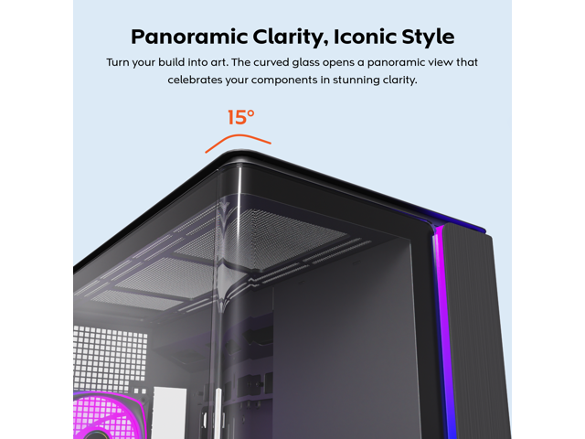 MONTECH KING 15 PRO Micro-ATX PC Case, Curved Panoramic Glass, Chimney Airflow, 360mm Radiator Support, Compact Build for High-Performance Systems,...