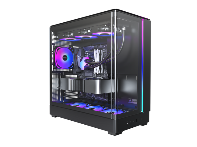 Open Box - MONTECH KING 45 PRO ATX PC Case, Curved Panoramic Glass, Chimney Airflow, 360mm Radiator Support, Compact Build for High-Performance...