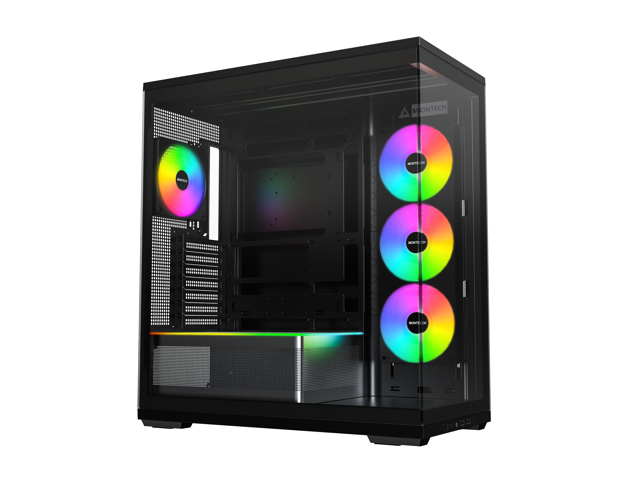 MONTECH TG3 Panoramic ATX Mid-Tower PC Case, Pre-Installed 360mm ARGB Unibody Fans & 1x120mm ARGB Fan, ARGB Strip, Supports 360mm Radiator, RTX... Case