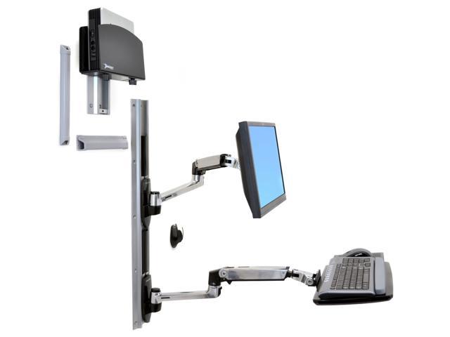 Ergotron 45-253-026 LX Wall Mount System, Keyboard & Monitor Mount with Small CPU Holder