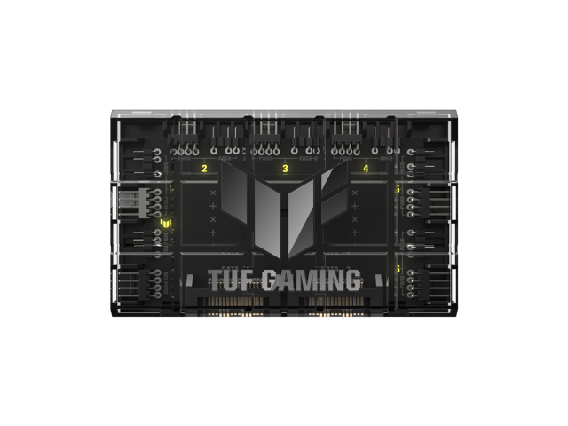 ASUS TUF Gaming ARGB PWM Fan Hub (connects six case fans, PWM fan and RGB controller, clear power and operation indicators, stable dual SATA power...