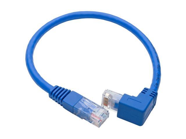 Tripp Lite Down-Angle Cat6 UTP Patch Cable (RJ45), M/M, Gigabit, Molded, Blue, 1 ft. (N204-001-BL-DN)