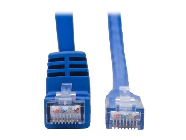 Tripp Lite Down-Angle Cat6 UTP Patch Cable (RJ45), M/M, Gigabit, Molded, Blue, 1 ft. (N204-001-BL-DN)