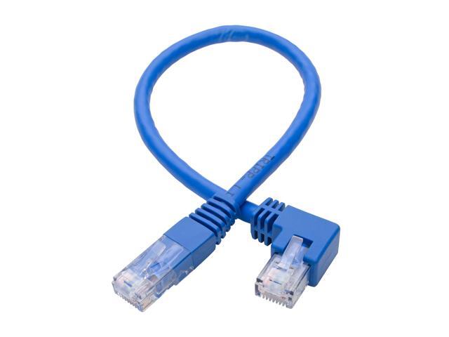 Tripp Lite Left-Angle Cat6 UTP Patch Cable (RJ45), M/M, Gigabit, Molded, Blue, 1 ft. (N204-001-BL-LA)