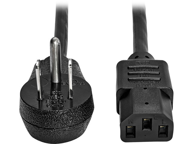 Tripp Lite Model P006-015-15D 15 ft. Desktop Computer AC Power Cord, Right-Angle NEMA 5-15P to C13 - 10A, 125V, 18 AWG, 15 ft., Black