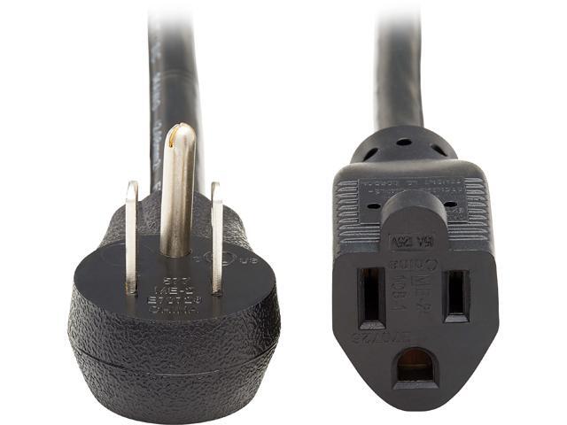 Tripp Lite P024-001-13A15D 1 ft. Extension Cord, Right-Angle NEMA 5-15P to NEMA 5-15R - 13A, 120V, 16 AWG, Black