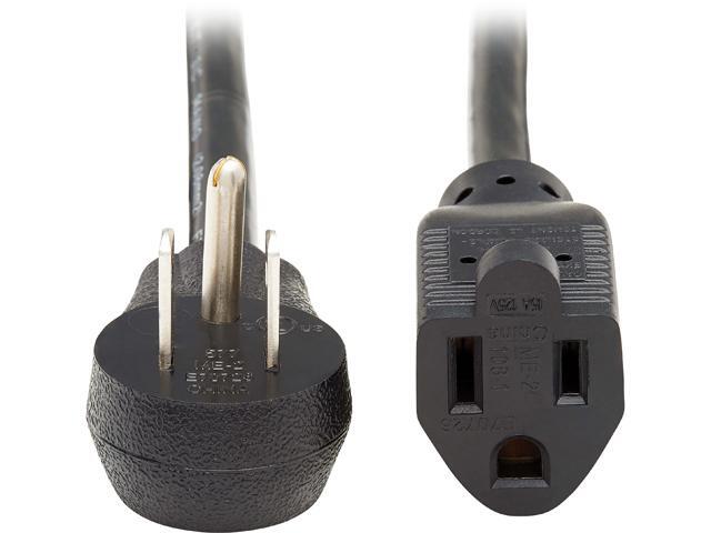 Tripp Lite P024-003-15D 3 ft. Extension Cord, Right-Angle NEMA 5-15P to NEMA 5-15R - Heavy Duty, 15A, 120V, 14 AWG, Black
