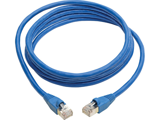 TRIPP LITE N262-008-BL Cat6a 10G-Certified Snagless Shielded STP Ethernet Cable (RJ45 M/M), PoE, Blue, 8 ft.