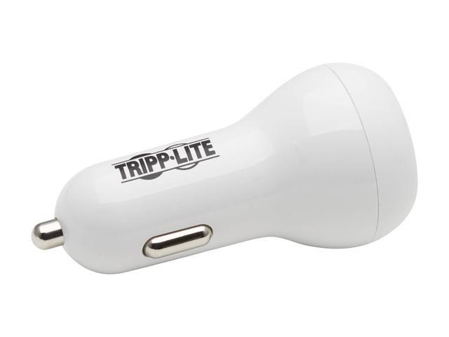 Dual-Port USB Car Charger - 30W PD Charging, USB-C (18W) & USB-A (12W), USB-C to Lightning Cable, White