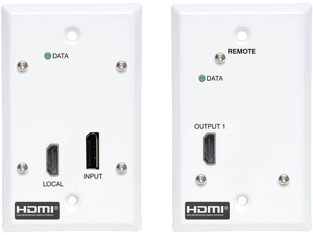 DisplayPort to HDMI Over Cat6 Extender Kit Wall Plate 4K 60Hz PoC