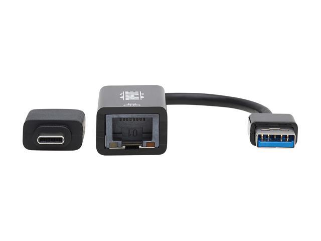 Tripp Lite USB C USB-A to RJ45 Gigabit Ethernet Network Adapter 2xM/F Black