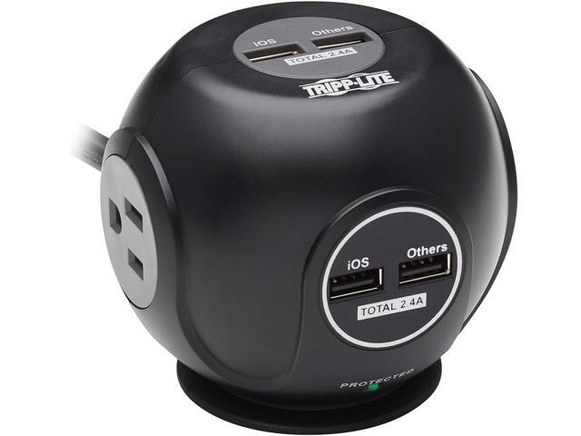 TRIPP LITE Safe-IT Spherical Surge Protector 3-Outlets 4 USB Ports 6ft Cord