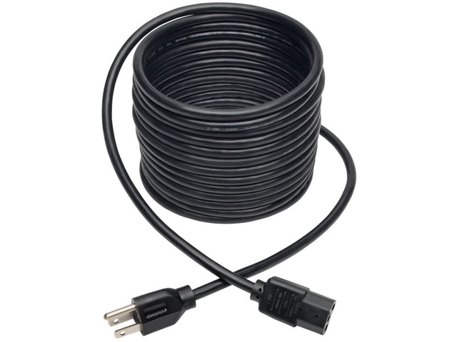 Tripp Lite by Eaton Desktop Computer AC Power Cable NEMA 5-15P to C13 - 10A 125V 18 AWG 20 ft. (6.09 m) Black