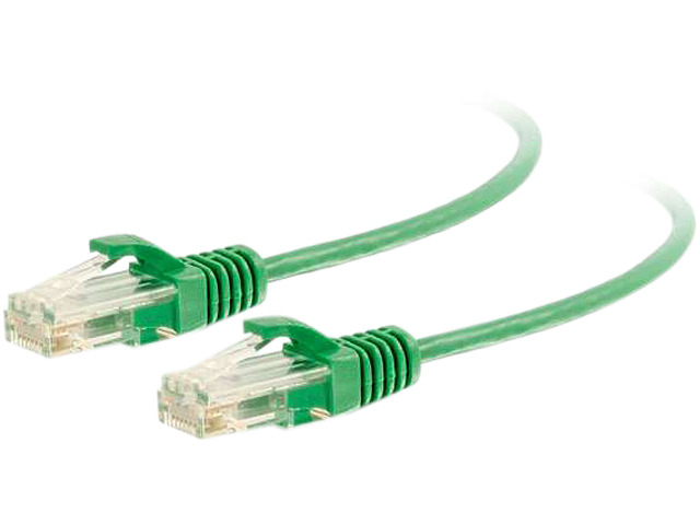 C2G 01163 Cat6 Slim Cable - Snagless Unshielded Slim Ethernet Network Patch Cable, Green (7 Feet, 2.13 Meters)
