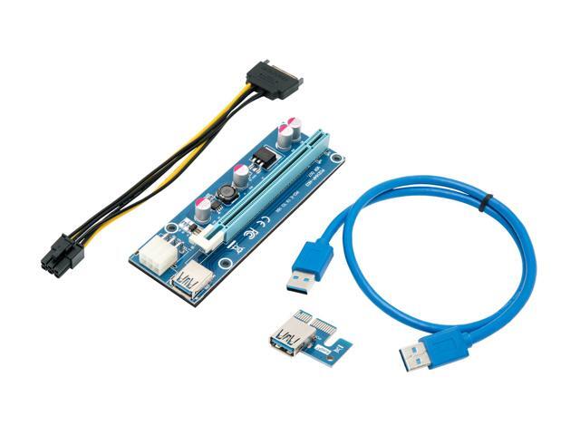 Rosewill RCRC-17001 Mining Card, Riser Card, PCIe (PCI Express) 16x to 1x Riser Adapter, USB 3.0 Extension Cable 60cm, 6 pin PCI-E to SATA Power Cable, GPU Riser Adapter, Ethereum Mining Riser Card