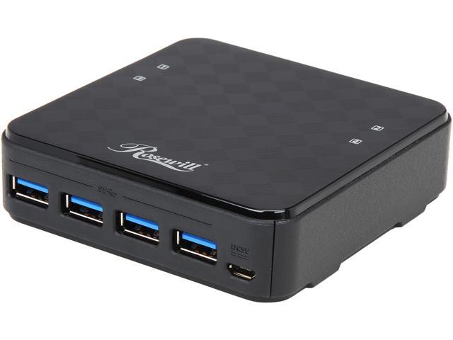 Rosewill USB 3.0 Sharing Switch Box, 4 Port USB 3.0 Peripheral Switch Hub Adapter for 4 Computers to Share USB Devices, PC Select Controller w/ 70-inch Cable, 4 USB 3.0 Cables Included - RCUS-17004