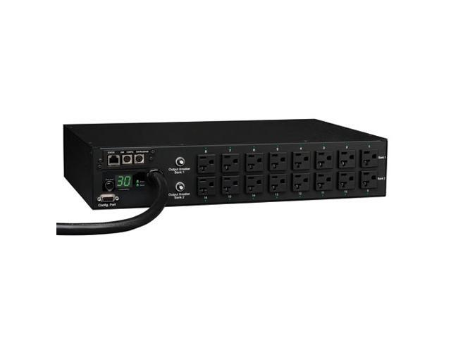Tripp Lite Switched PDU, 2.9 kWatts Single-Phase 120V Outlets (16 5-15/20R), L5-30P, 10 Feet Cord, 2U Rack-Mount, TAA