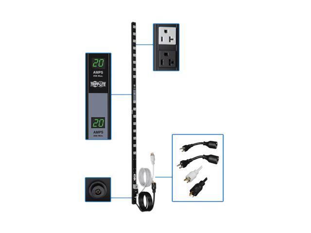 Tripp Lite Metered PDU, 20A Dual Circuit, 32 Outlets (5-15/20R), 120 V, L5-20P/5-20P, 10 ft. Cord, 0U Vertical Rack-Mount Power (PDUMV40)