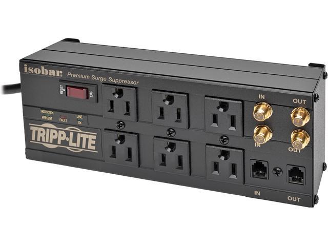Tripp Lite Isobar 6-Outlet Surge Protector Power Strip, 6 Feet Cord, 2850 Joules, Tel / Coax / Modem Protection (ISOBAR6DBS)