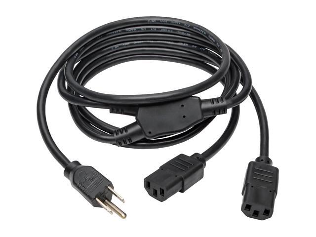 Tripp Lite Universal Power Extension Cord Y Splitter Cable (NEMA 5-15P to 2x IEC-320-C13), 6-ft. (P006-006-2)