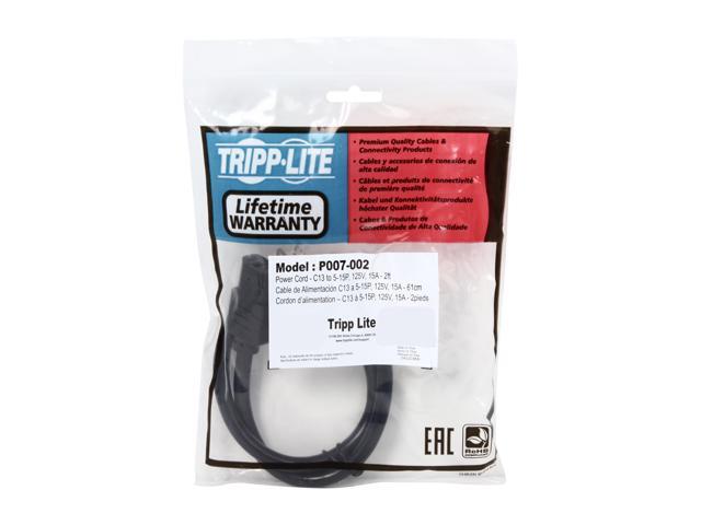 Tripp Lite P007-002 2 ft. Heavy-Duty 14AWG Power cord (IEC-320-C13 to NEMA 5-15P)
