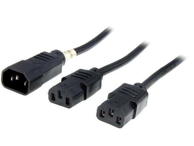 Tripp Lite Y Splitter Computer Power Extension Cord, 10A, 18AWG (IEC-320-C14 to 2x IEC-320-C13), 6-ft. (P004-006-2C13)