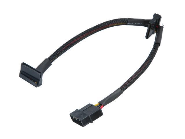 OKGEAR GC12SATA 4pin Molex To Dual SATA 15pin Crimping Type Connector Cable w/ Black Sleeved
