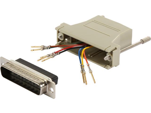 C2G 02934 RJ45 to DB25 Male Modular Adapter, Gray