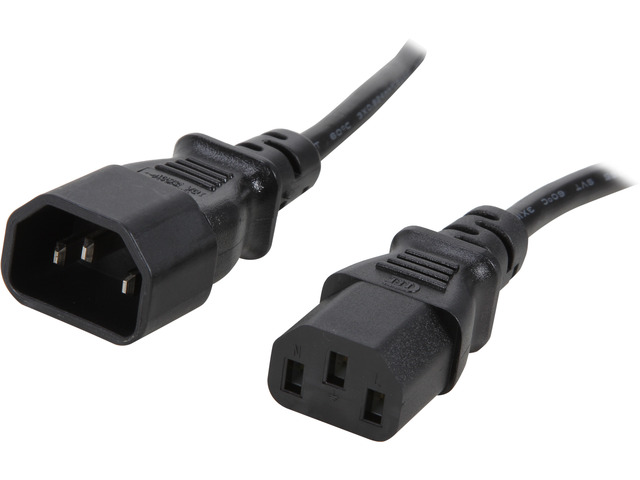 C2G 03120 18 AWG Computer Power Cord Extension - IEC320C14 to IEC320C13, TAA Compliant, Black (3 Feet, 0.91 Meters)