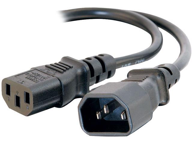 C2G 30824 14 AWG 250 Volt Power Extension Cord - IEC320C14 (C14) to IEC320C13 (C13), TAA Compliant, Black (10 Feet, 3.04 Meters)