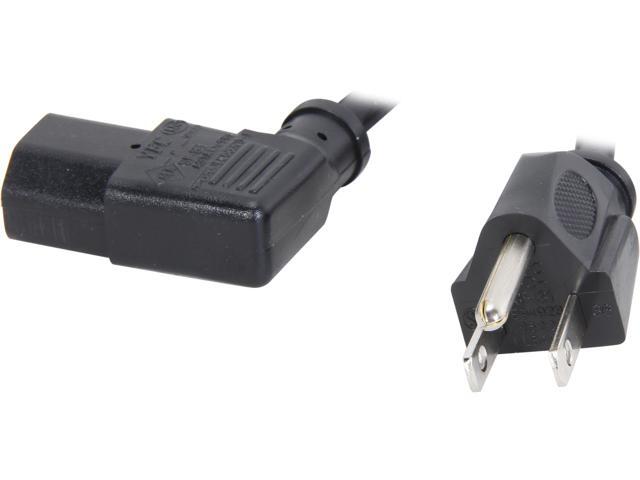 C2G 27909 18 AWG Universal Right Angle Power Cord - NEMA 5-15P to IEC320C13R, TAA Compliant, Black (10 feet, 3.04 Meters)