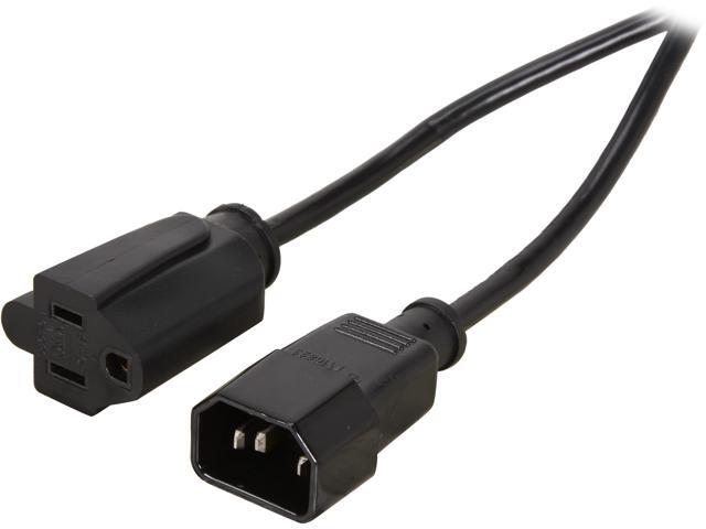 C2G 03132 18 AWG Monitor Power Adapter Cord - IEC320C14 to NEMA 5-15R, TAA Compliant, Black (3 Feet, 0.91 Meters)