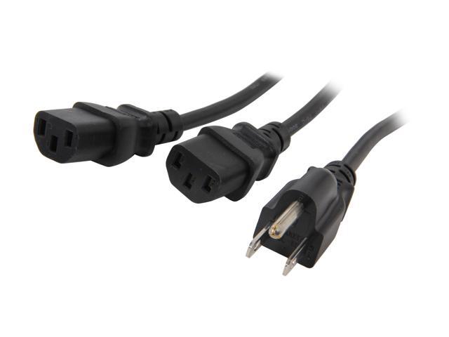 StarTech. com PXT101Y 6 ft. Standard Y Computer Power Cord NEMA 5-15P to 2x C13