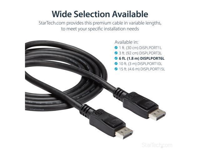 StarTech. com DISPLPORT6L DisplayPort Cable - 6 ft / 2m - 4K DisplayPort 1.2 Cable - DP to DP Cable