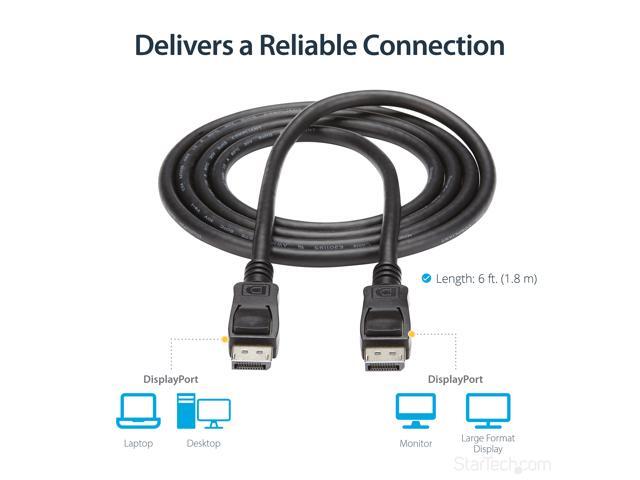 StarTech. com DISPLPORT6L DisplayPort Cable - 6 ft / 2m - 4K DisplayPort 1.2 Cable - DP to DP Cable