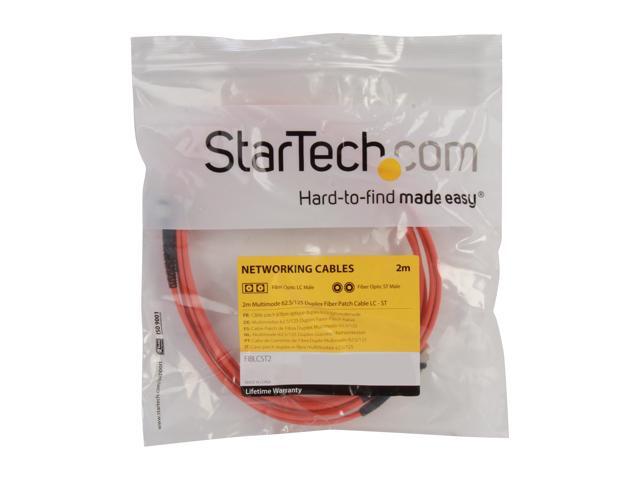 StarTech. com FIBLCST2 6.4 ft. Multimode 62.5/125 Duplex Fiber Patch Cable LC - ST