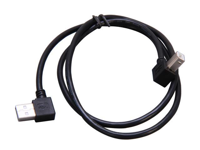 StarTech. com USB2HAB2RA3 3 ft / 91cm A Right Angle to B Right Angle USB Cable - 0.91m Right Angle USB 2.0 - 1x USB A 1x USB B - Black