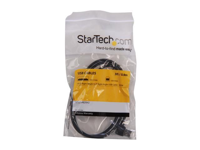 StarTech. com USB2HAB2RA3 3 ft / 91cm A Right Angle to B Right Angle USB Cable - 0.91m Right Angle USB 2.0 - 1x USB A 1x USB B - Black