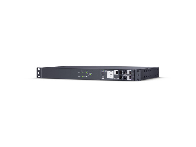CyberPower PDU44001G Single Phase 100 - 120 VAC 15A Switched ATS, 10 Outlets, 10 ft, 2 x NEMA 5-15P, Horizontal, 1U, SNMP, LCD, 3YR Warranty