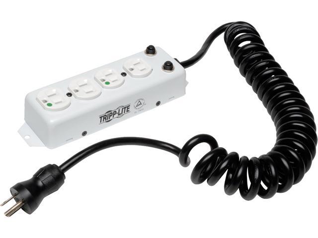 Tripp Lite Medical-Grade Power Strip; 4 Hospital-Grade Outlets, 3 ft. Extendable Coiled Cord, For Patient-Care Vicinity - UL 1363A (PS-410-HG-OEMCC)