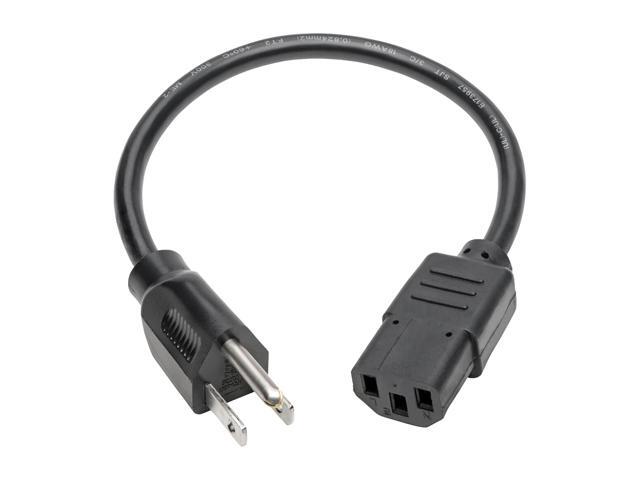 Tripp Lite Universal Computer Power Cord, 10A, 18AWG (NEMA 5-15P to IEC-320-C13), 1-ft. (P006-001)