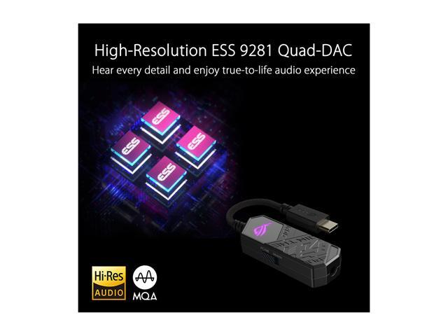 ASUS ROG Clavis USB-C Gaming DAC (ESS 9281 QUAD DAC amplifier, AI Noise-Canceling Mic, MQA Rendering, Aura Sync RGB, Compatible with PC, mobile,...