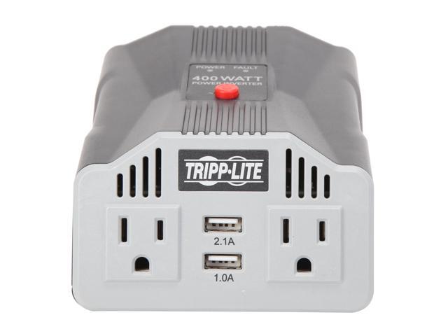 Tripp Lite 400W Car Power Inverter with 2 Outlets & 2 USB Charging Ports, Ultra-Compact (PV400USB)