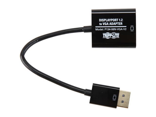 Tripp Lite DisplayPort to VGA Active Cable Adapter, DP 1.2, Converter for DP to HD15 (M/F), 1920 x 1200/1080p, 6 in. (P134-06N-VGA-V2)