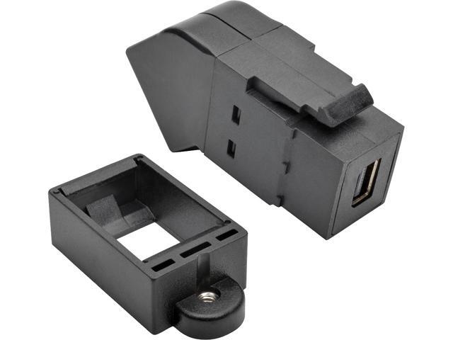Tripp Lite Mini DisplayPort to DisplayPort All-in-One Keystone/Panel Mount Angled Adapter, MDP to DP (F/F), Black (P169-000-KPA-BK)