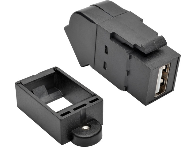 Tripp Lite U060-000-KPA-BK USB 2.0 All-in-One Keystone/Panel Mount Angled Coupler (F/F), Black