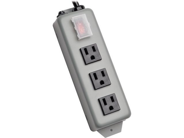 Tripp Lite Waber 3-Outlet Industrial Power Strip, 9 Feet Cord, NEMA 5-15P Plug, Metal, Switch Guard (3SP9)