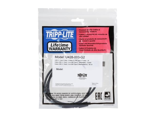 Tripp Lite 3 ft. USB 3.1 Gen 2 USB-C to USB-A Cable (M/M), 10 Gbps, 3' USB Type-C to Type-A, Fast Charging (U428-003-G2)